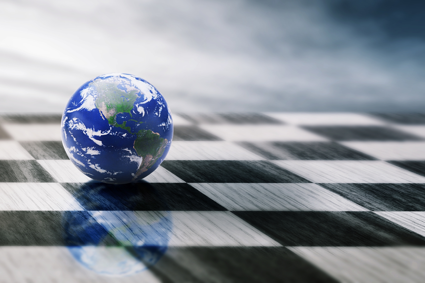 globe on a chess board