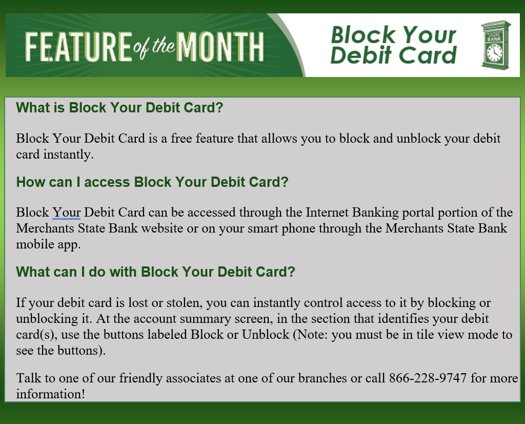 Block Debit Cards